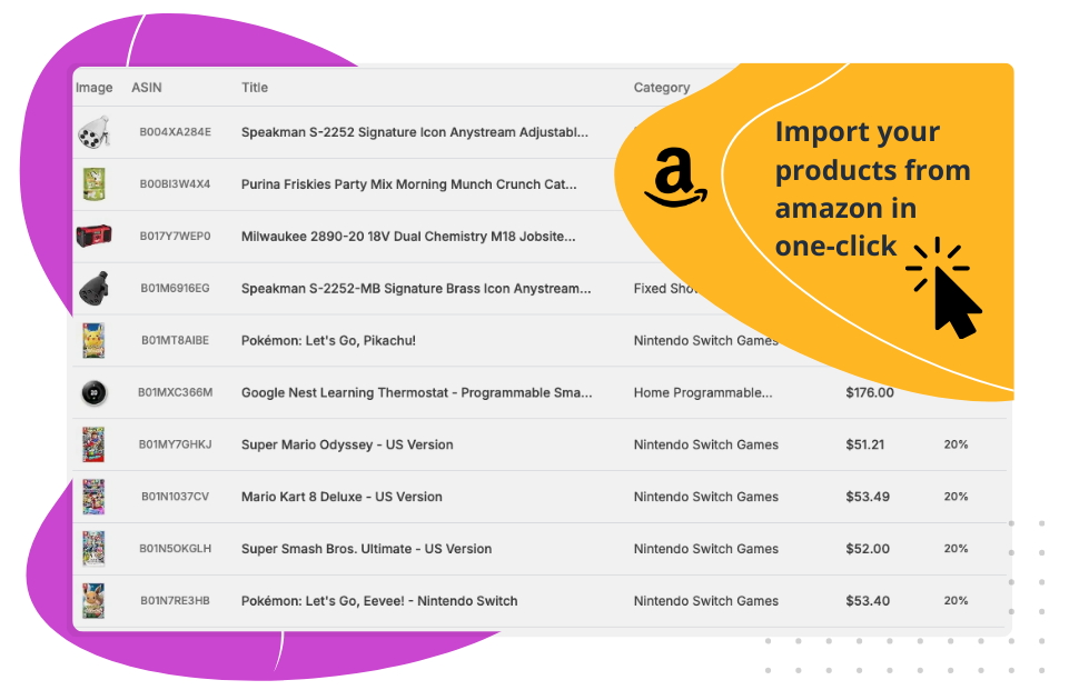Import your products from Amazon in one click